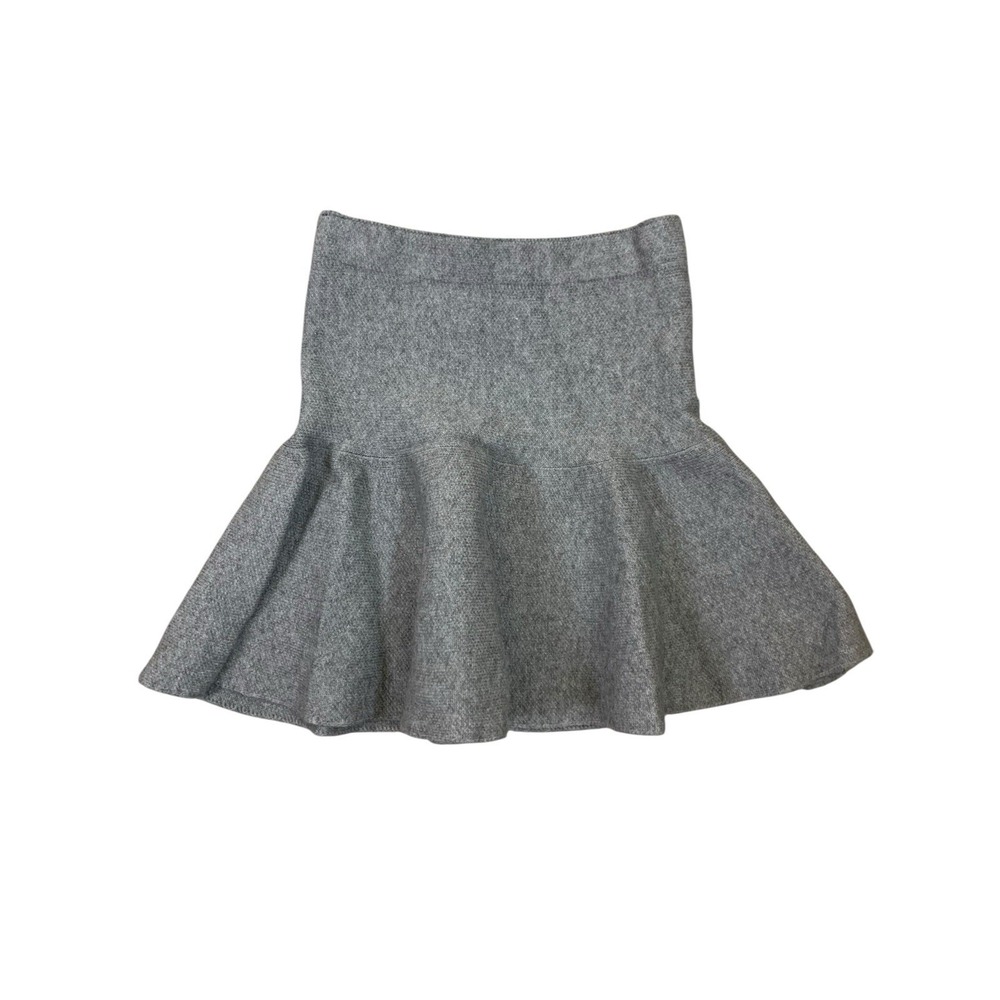 Shaci Blue Gray Knit Flounce Hem Mini Skirt Soft Stretch‎ Small